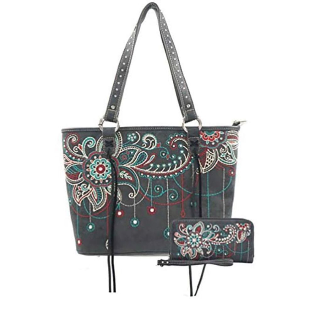 American Bling Purse and Wallet Set Black Southwest